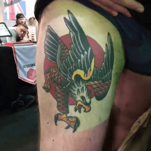 Good to catch up with Myke Chambers this morning at the London Tattoo Convention, showed him my healed eagle he tattooed last September at the same convention. #LTCPICKME