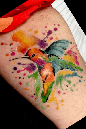 #beautiful #watercolor #hummingbird #tattoo #tattooartist #jonmorrison47 #eternalink 