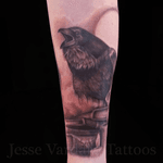 Raven tattoo by @jessevardarotattoos 