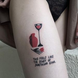 Tattoo by Anrei Ylita aka ylitenzo #AndreiYlita #ylitenzo #favoritetattoos #favorite #best #cool #wine #wineglass #text #quote #wino #glass #flower #floral #tulip #minimal