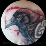 Raven head by @jessevardarotattoos 