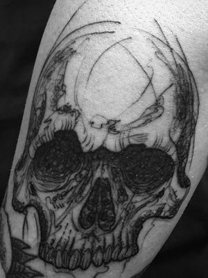 Healed sketchy skull.#skull #skulltattoo #sketch #sketchtattoo  #guyswithtattoos #knoxville #knoxvilletattoo