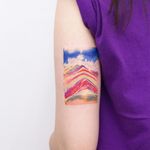 Tattoo by Dareum #Dareum #painterlytattoos #fineart #watercolor #color #abstract #Vinicunca #mountain #nature #landscape