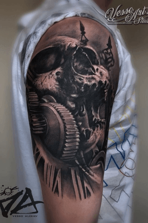 #skull #clock #clog #bng #bnginksociety #blackandgrey #realism #tattooartist 