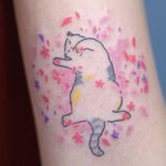 Tattoo by M Tendo #MTendo #cattattoos #cat #kitty #petportrait #animal #nature #watercolor #color #flowers #floral #illustrative