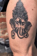 Ganesha coverup fixup rework blackwork ornamental bng