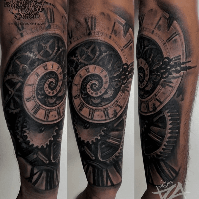 Iron Wings Tattoo  time clock tattoo blackandgreytattoo  Facebook