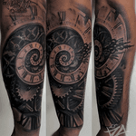 #bnginksociety #bng #blackandgrey #clock #spiral #time #cogs #realism #tattooartist 