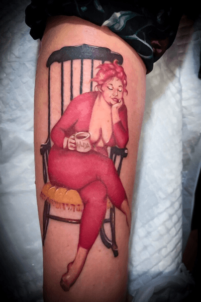 My first #colorrealismtattoo of hilda the retro #pinupgirl on the forearm#colortattoos 