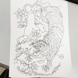 Tattoo design traditional Japanese tiger design #japanesetattoo #Japanesetraditionaltattoo #japanesefullcolor