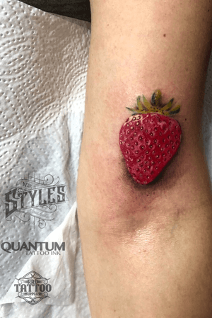 Little strawberry I did. #colortattoo #strawberry #realism 