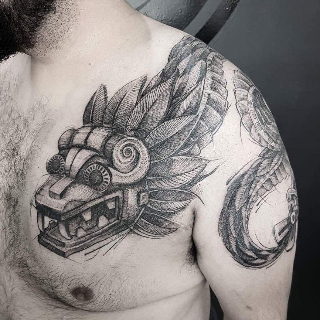 Quetzalcoatl Dragon Tattoo Design by Unoyente on DeviantArt  Aztec tattoo  designs Dragon tattoo designs Mayan tattoos