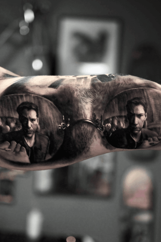 Tattoo Uploaded By Jan Leidelmeyer Red Pill Or Blue Pill Matrix Scene Tattoo Tattoodo