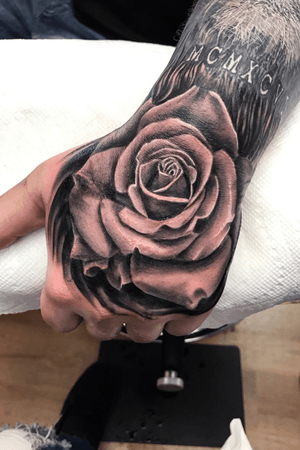 Black and Grey Rose on Hand