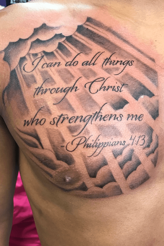 My first tattoo Philippians 413 done by Andrew Cobb  The hope district  in Knoxville TN  rtattoos