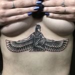 Tattoo by Benny Heaven #BennyHeaven #Egyptiantattoos #egyptian #egypt #ancient #esoteric #history #wings #portrait #lady #linework #blackandgrey #traditional