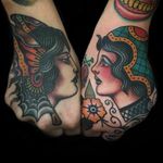 Tattoo by Todd Noble #ToddNoble #ladytattoo #babe #lady #woman #portrait #traditional #color #handtattoo #ladyhead