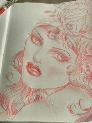 Working on another pretty girl. #gypsywoman#flapper#flowers#neotraditional#practice#tattooart #vividtattoo#redpencil#sketch#lovetodraw#instaart#tattoogirl#sgc619#619#858#760#sandiegoart#instagirl#sandiego