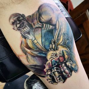 A piece I am currently working on. Thanos!! I can't wait to add more to this leg sleeve. Two sessions on and we are making great progress. 