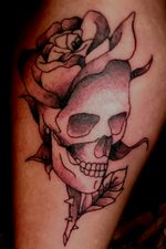 #skulls #roseandskull #rose I get home from work and get immediate #tattootherapy 
