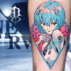 Tattoo by Aki #Aki #DiabloArt #ladytattoo #babe #lady #woman #portrait #ReiAyanami #Evangelion #anime #manga