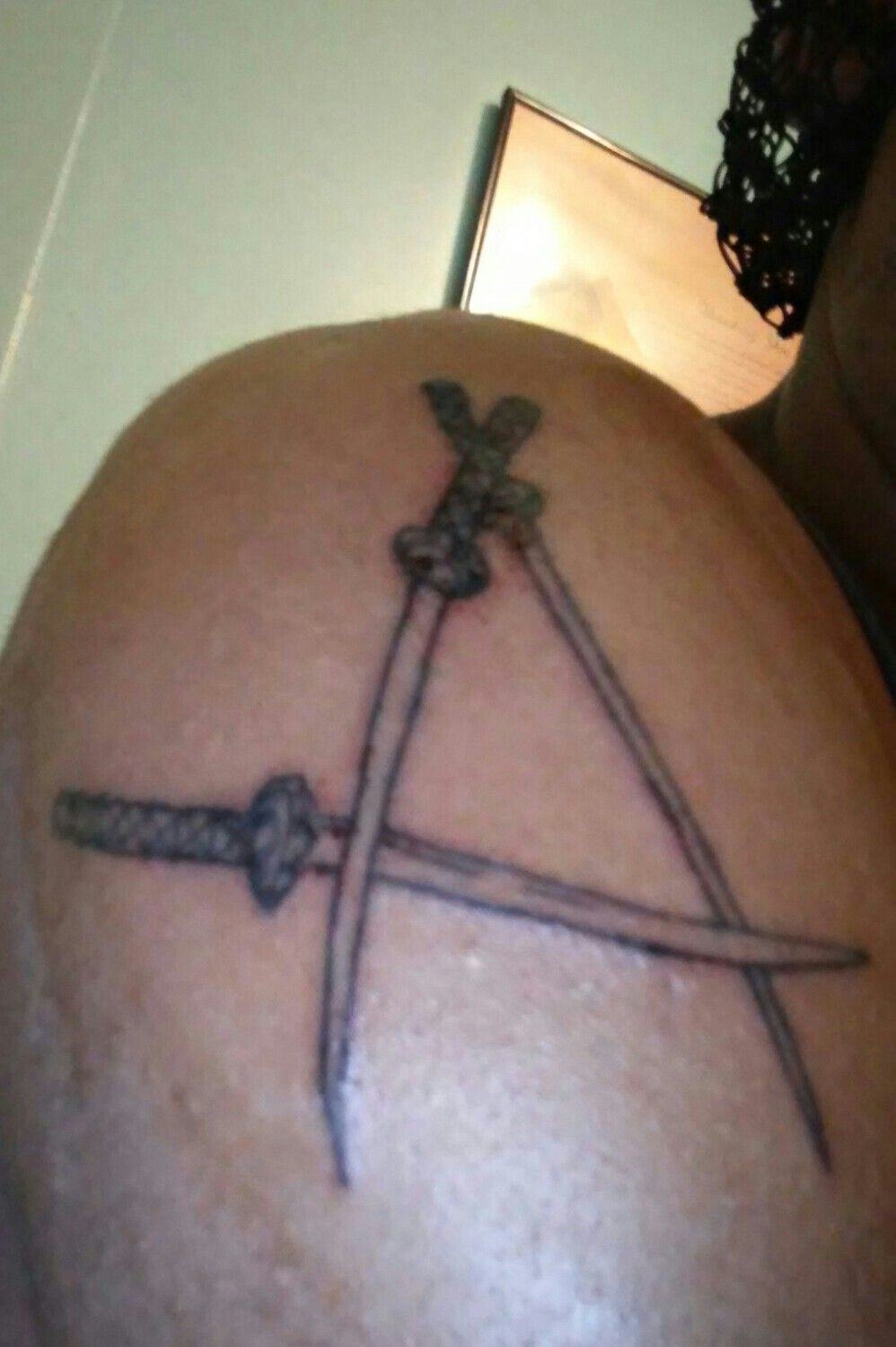 First One Piece tattoo Luffys hat with Zoros first 3 swords behind it   rOnePiece