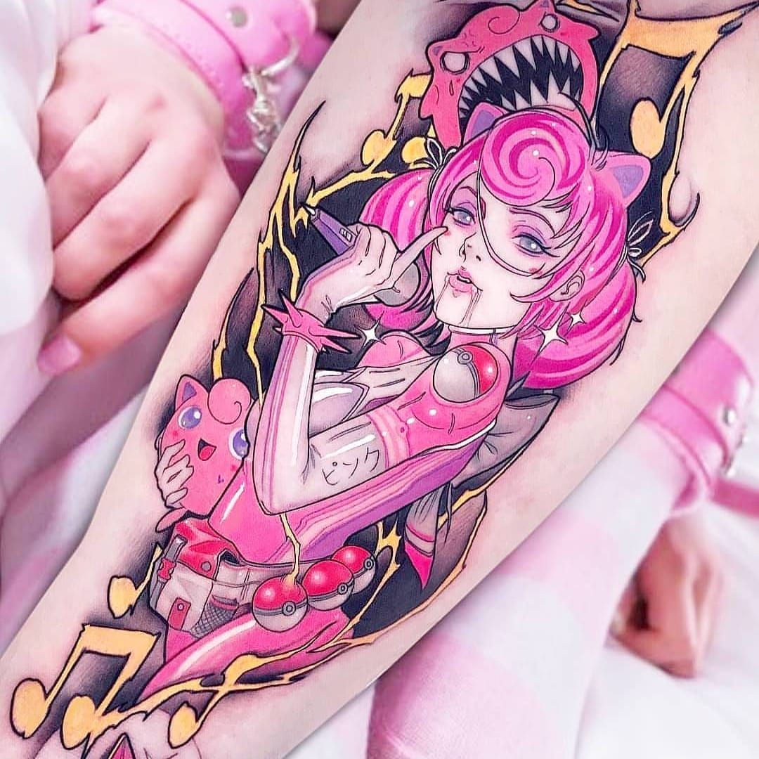 Tattoo uploaded by Brando Chiesa • Tattoo by Brando Chiesa #BrandoChiesa  #pastelgore #color #anime #manga #Japanese #illustrative #babe #pinup  #nintendo #gamer #robot #scifi • Tattoodo