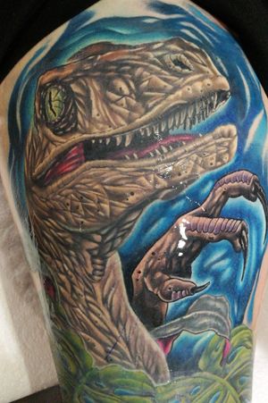 Raptor tattoo from the other day Follow my instagram @cursed_colours