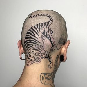 Tattoo by Alvaro Groznyy #AlvaroGroznyy #favoritetattoos  #favorite #tiger #linework #Thai #illustrative #blackwork #junglecat #cat