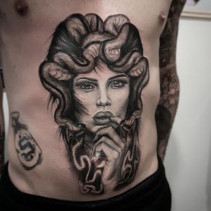 Medusa front piece#lettering #tattooed #tattoist #medusa #dragon #japantattoo #tattooing #japanstyle #sleevetattoo #traditional #chesttattoo #handtattoo #tatted #instatattoo #bodyart #tatts #tats #amazingink #tattedup #inkedup #tattoo