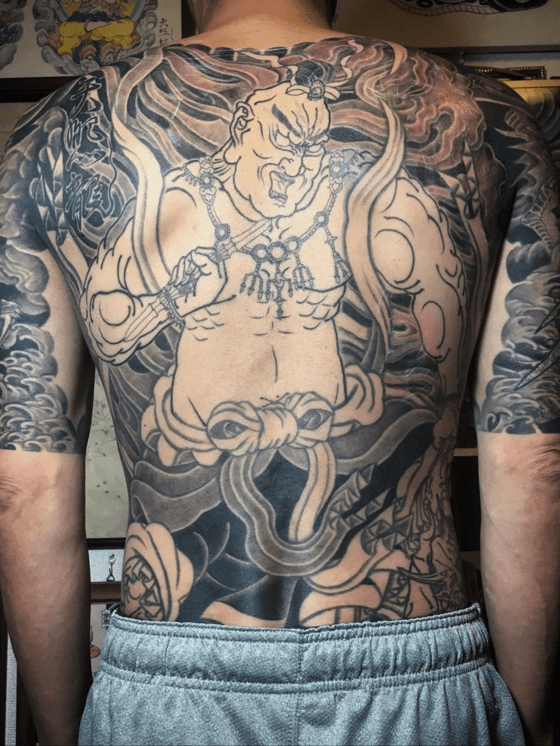 Tattoo Uploaded By Kensho Traditional Japanese Tattoo In Progress Full Backpiece Kongo Rikishi All Shading And Coloring By Hand Done By Kurosumitattooink 背中 額 仁王 途中 Appointment Via E Mail