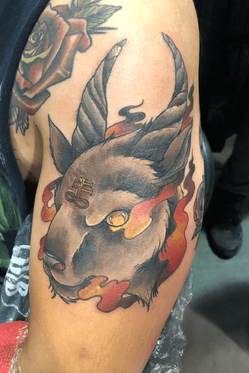 Tattoo uploaded by Bailey Goodwin • Goat I did at the Villain Arts