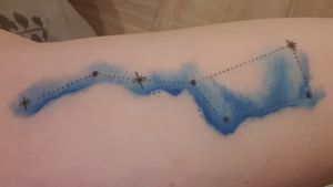 The Big Dipper asterism, the most famous part of the Ursa Maior constellation. Done by Darja @ White Oak tattoo studio in Ljubljana, Slovenia in August, 2018.