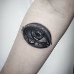 Tattoo by Fabio Marinetti #FabioMarinetti #blackandgreytattoos #blackandgrey #eye #realistic #realism #hyperrealism #tear #eyelashes