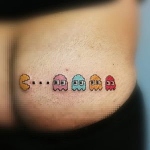 Pac-man color tattoo