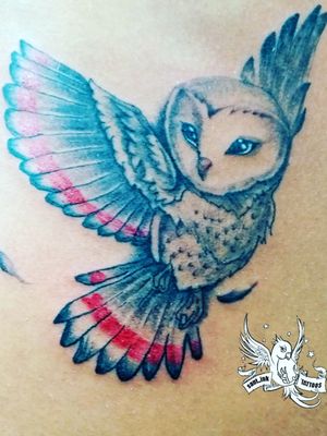 Cute Owl tattoo on side abs of male