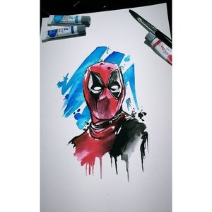 Deadpool art... #aquarelatattoo #aquarela #comics #coloredtattoo 