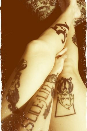 Cool shot of my 4 tattoos I have done on myself....#Dexter #NINSIN #BEETLEJUICE