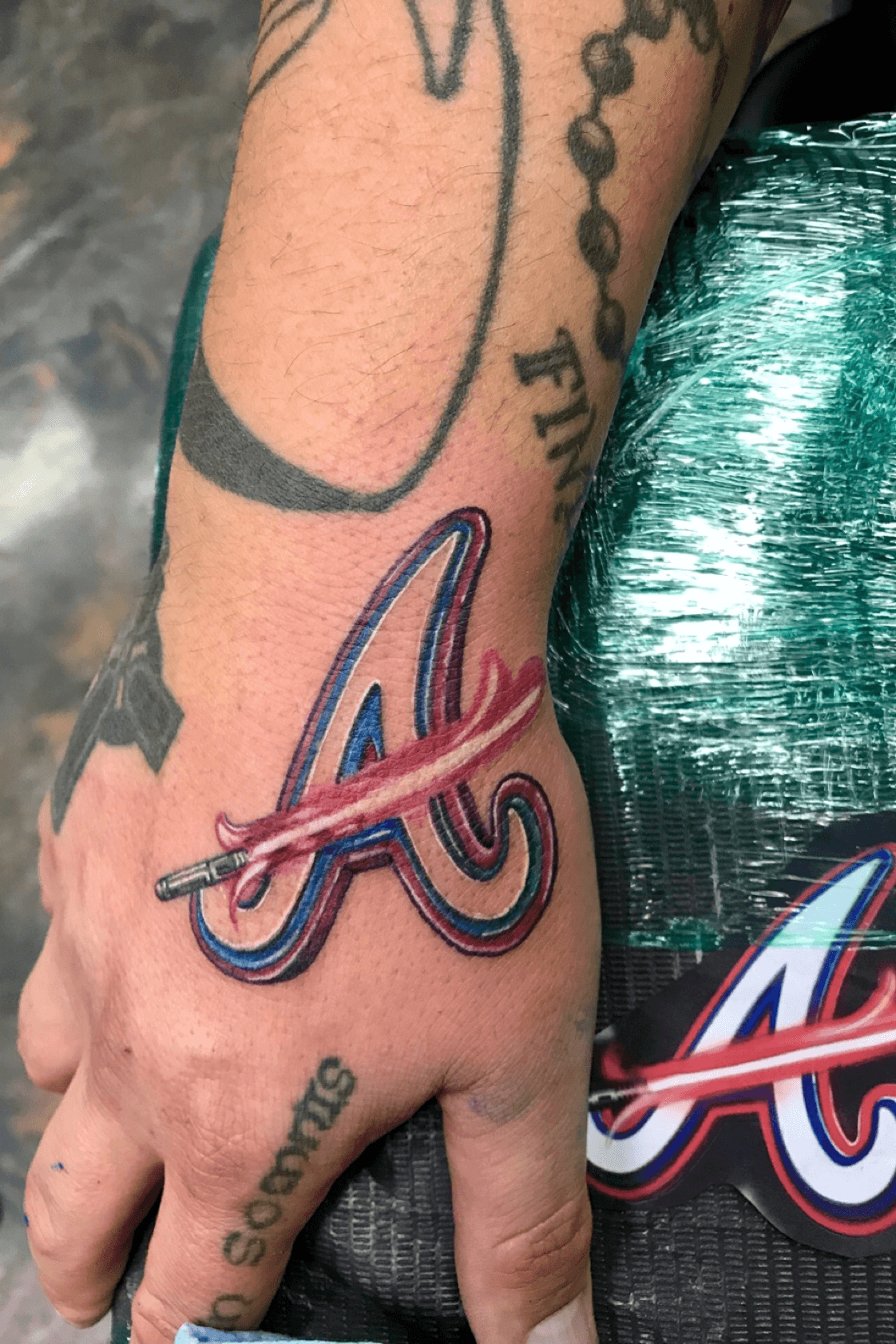 Realistic Braves Baseball Color Custom Tattoo Brent Olson Art Junkies Tattoo  by Brent Olson TattooNOW