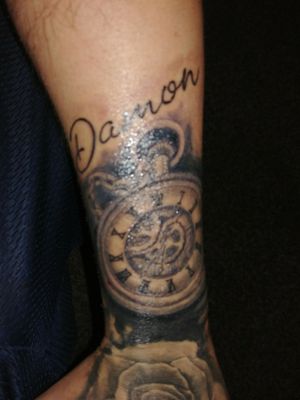 My fifth tattoo I just got Oct 5th. Has my 5 month old sons name an in the clock is the time he was born
