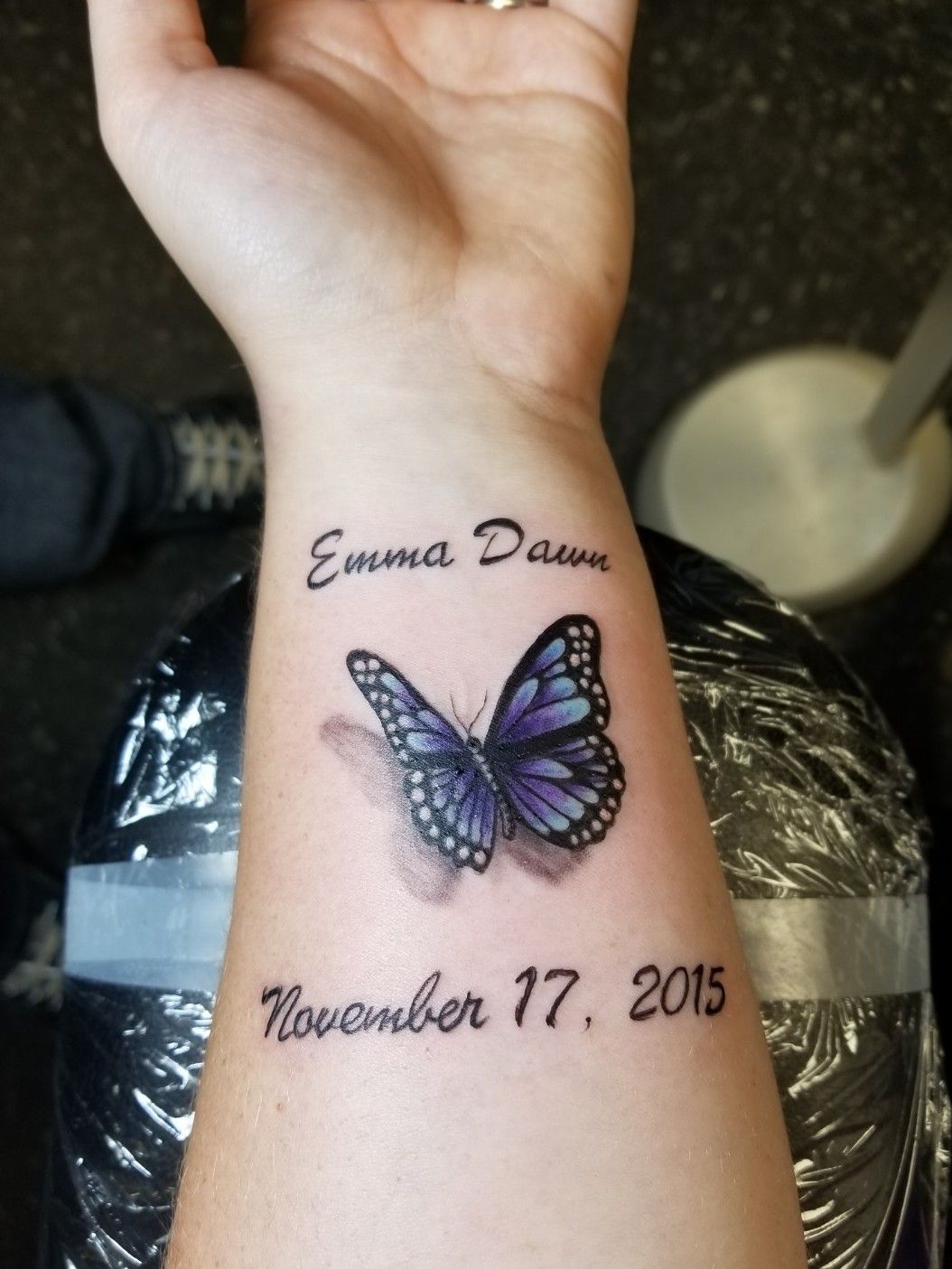In loving memory3D butterflies  Mom tattoos Butterfly with flowers  tattoo Memorial tattoos