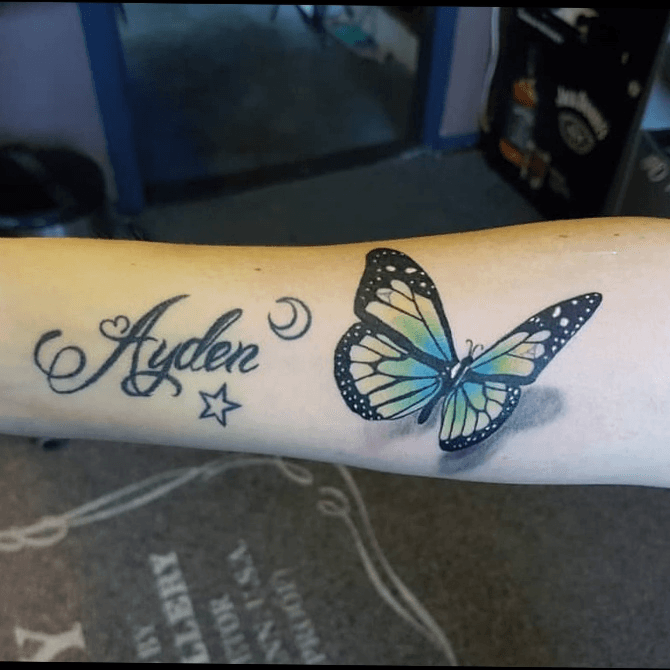 Tattoo uploaded by Roy Olislagers • Butterfly tattoo #tattoo # tattoodesign #butterfly #leg tattoo #inked • Tattoodo