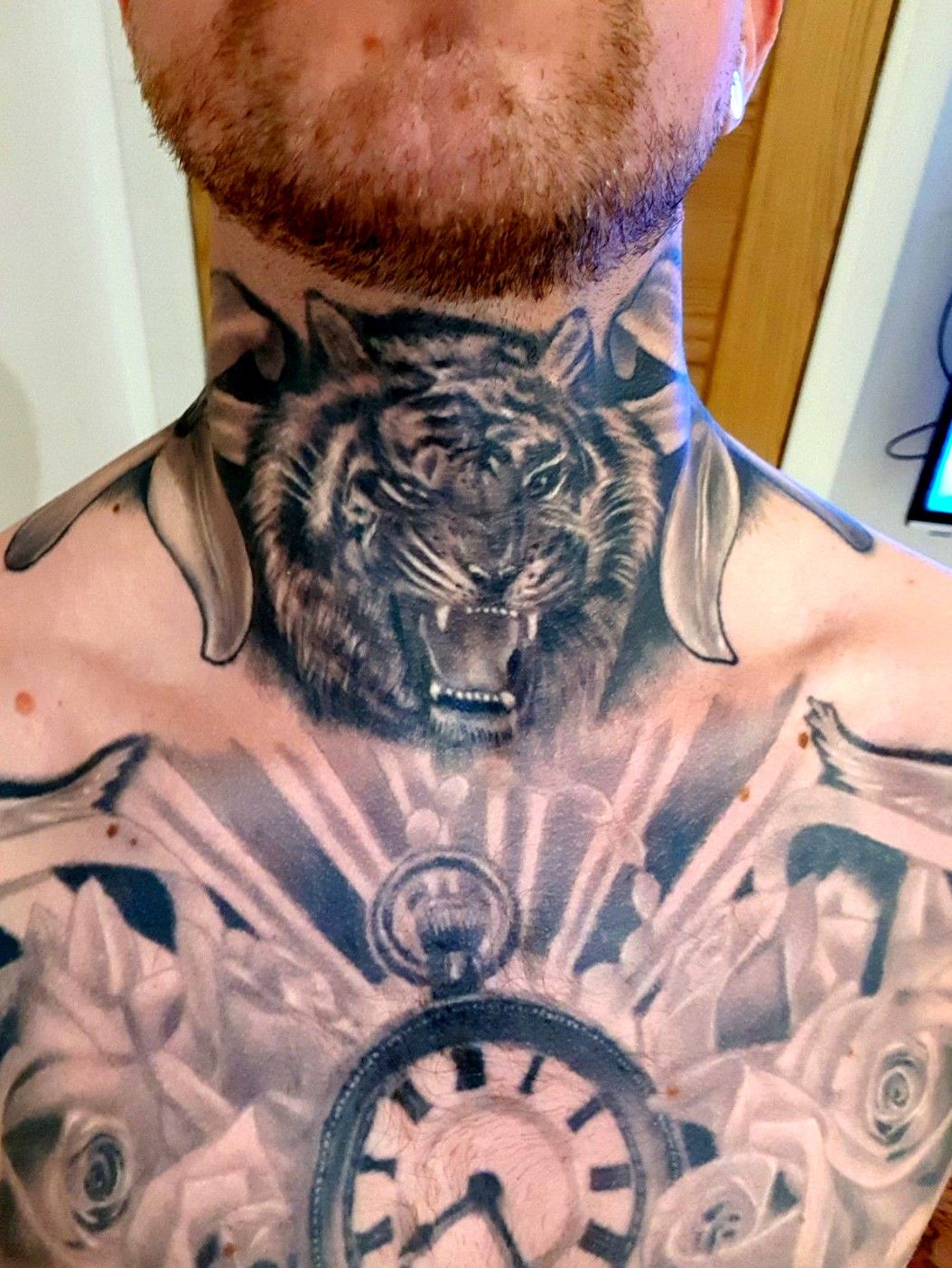 Tattoo Uploaded By Jordan Bremner Joey Tiger Necktattoos Tattoodo