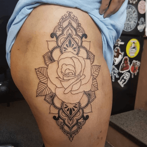 Rose mandala first session #rose #mandala #tattooart 
