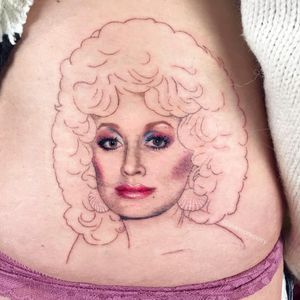 Tattoo by Shannon E Perry #ShannonPerry #cutetattoos #cute #portrait #DollyParton #realism #realistic #hyperrealism #AndyWarhol #singer #famous