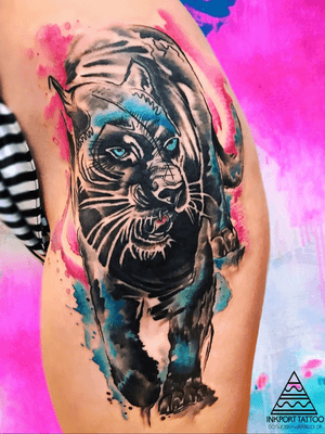 Watercolor panther art by inkport tattoo -  @inkporttattoo                                                                        #Москва #moscowtattoo #moscowtattoos #panther #москватату #tattooartist #акварельтату #moscow #watercolor #russia #usa #super #tattoomoscow #tattoo #россия #татуировка #watercolortattoo inkporttattoo #inkporttattoo #россии #татуировкивмоскве #msk #татумастер  #dotworktattoo #тату #watercolortattoos #abstract #abstracttattoo #europe #мск moscow watercolortattoo USA Europe
