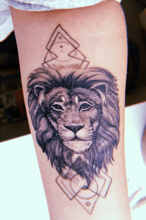 Lion tattoo, underarm