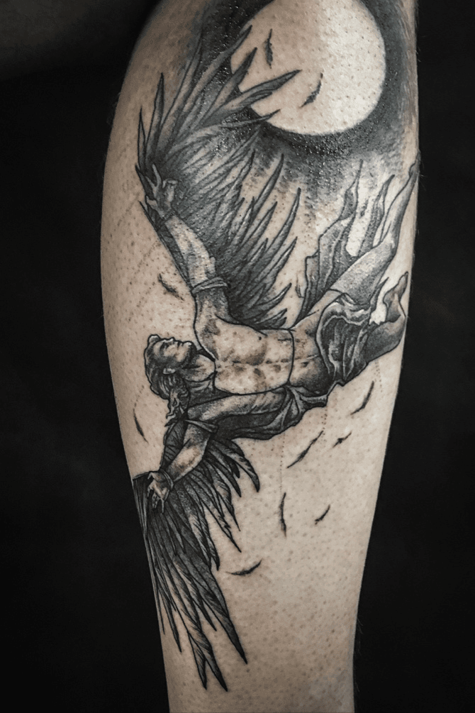 Tattoo uploaded by Rachel Dorwaldt  The fall of Icarus a story from Greek  mythology  Tattoodo