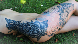 Full Body Suit in progress by Natalie Kontra; Roses originally done by another artist, touched up and shaded by Natalie Kontra