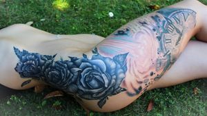 Full Body Suit in progress by Natalie Kontra; Roses originally done by another artist, touched up and shaded by Natalie Kontra